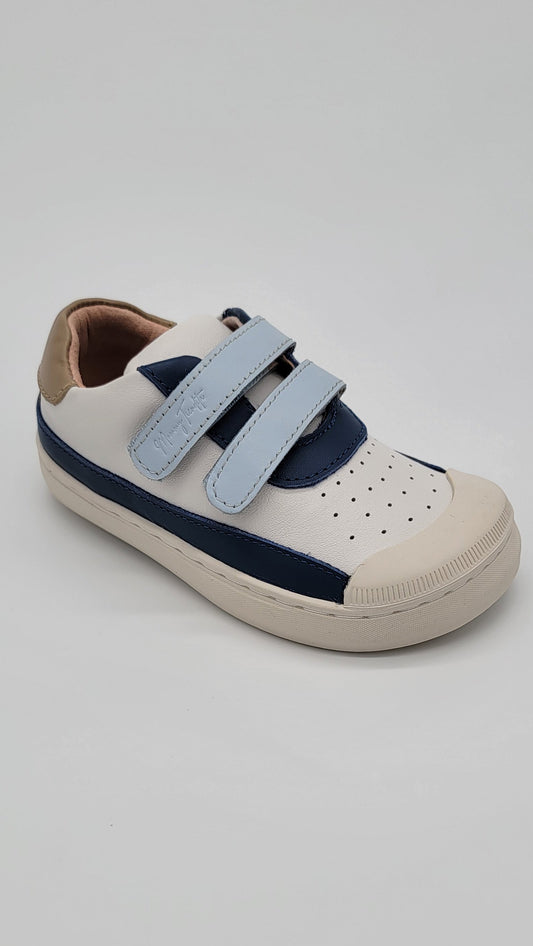 Leather ergonomic sneakers white/blue