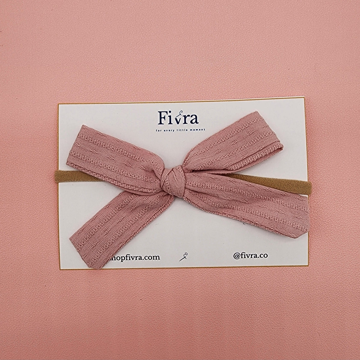 Medium, large skinny hair bow - Nylon headband - Pink