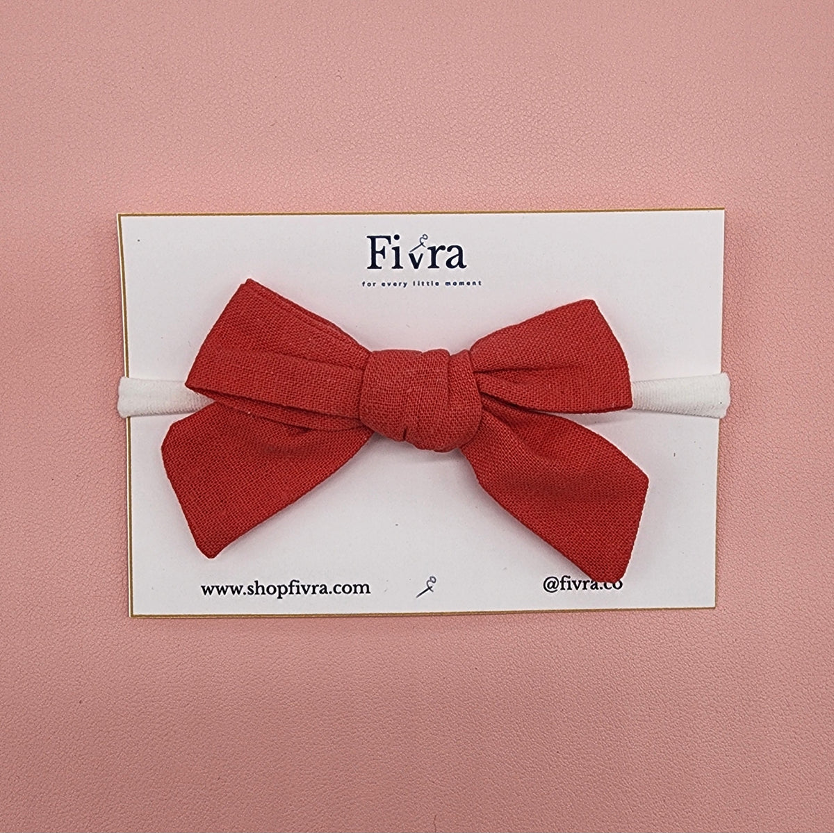 Medium hair bow - Nylon headband - Red
