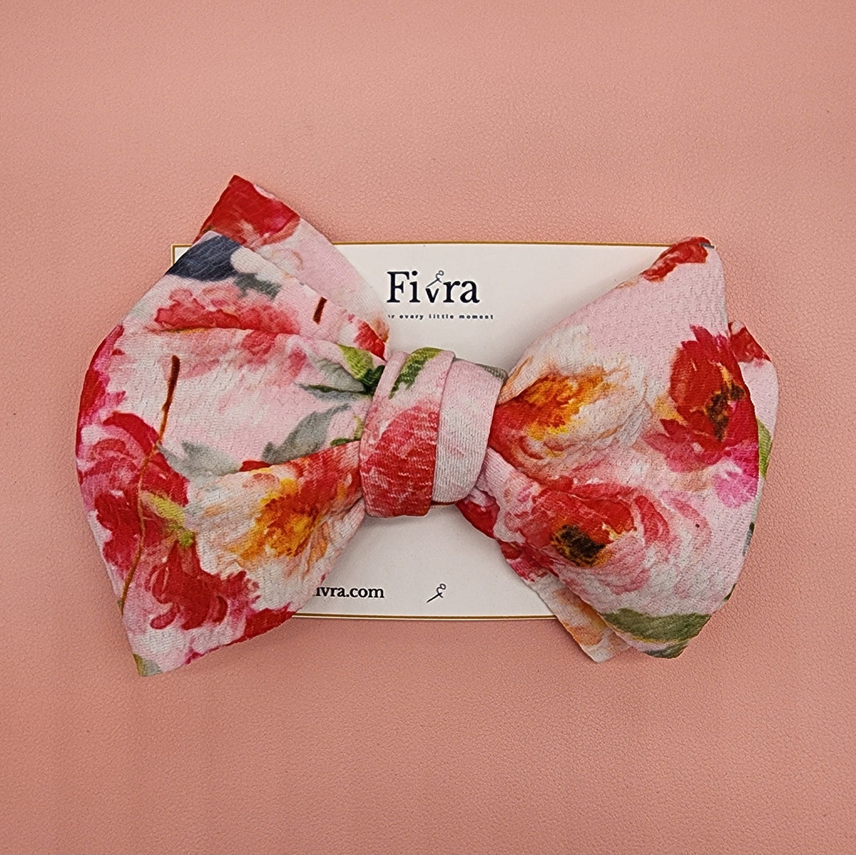 X Large hair bow - French barrete hair clip - Flowers Red
