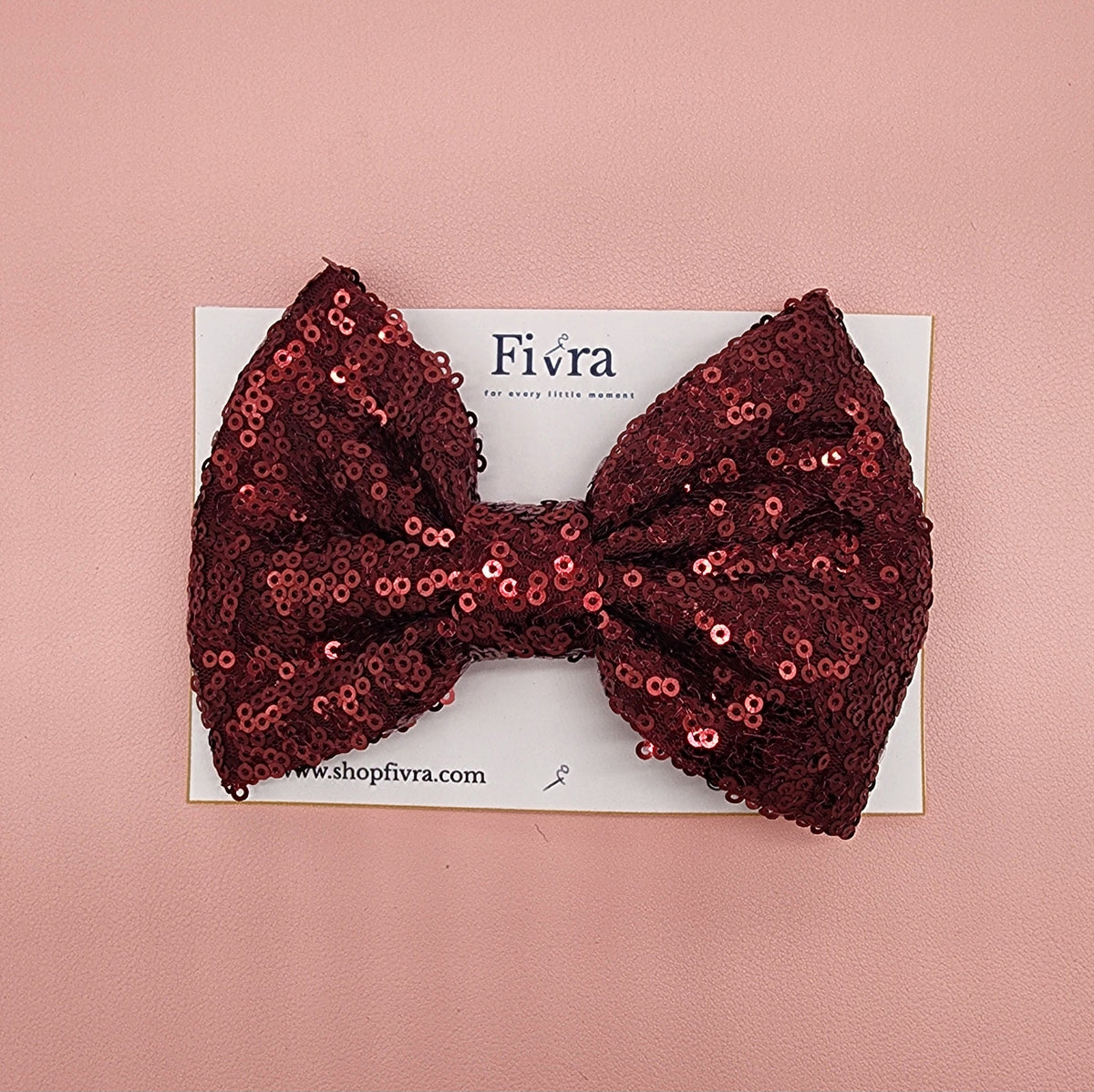 Large hair bow - Alligator hair clip - Burgundy sequin
