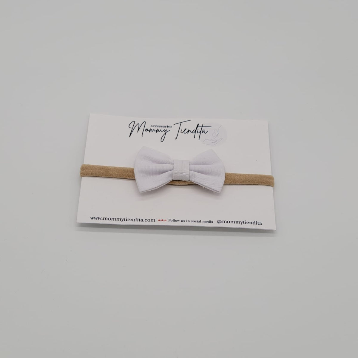 Nylon headband small bow white