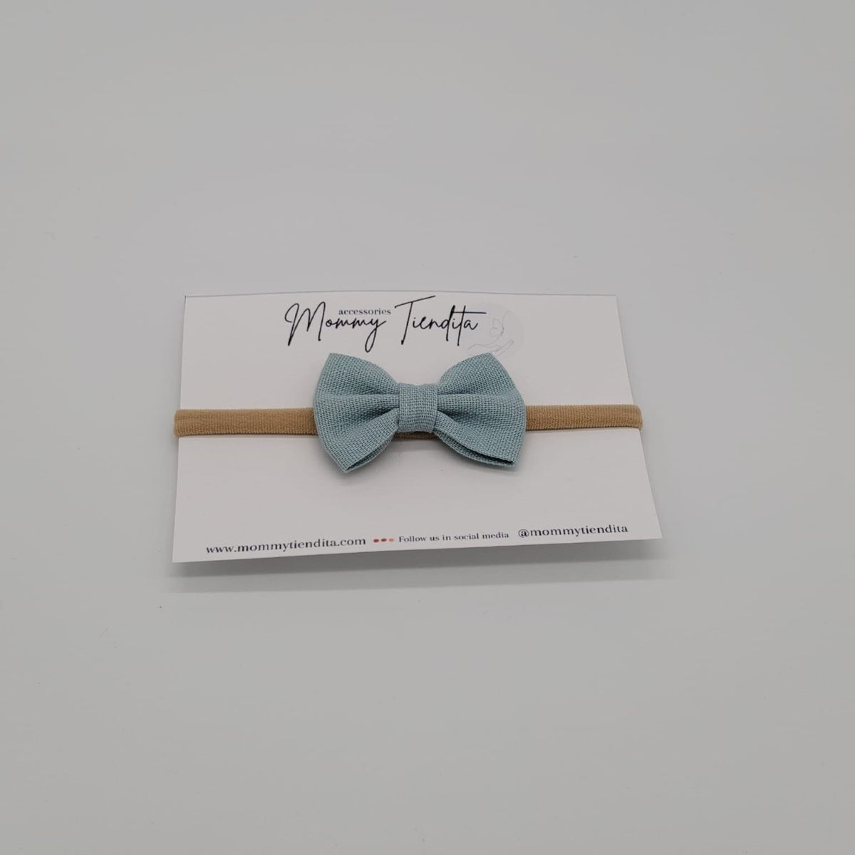 Nylon headband small bow light blue