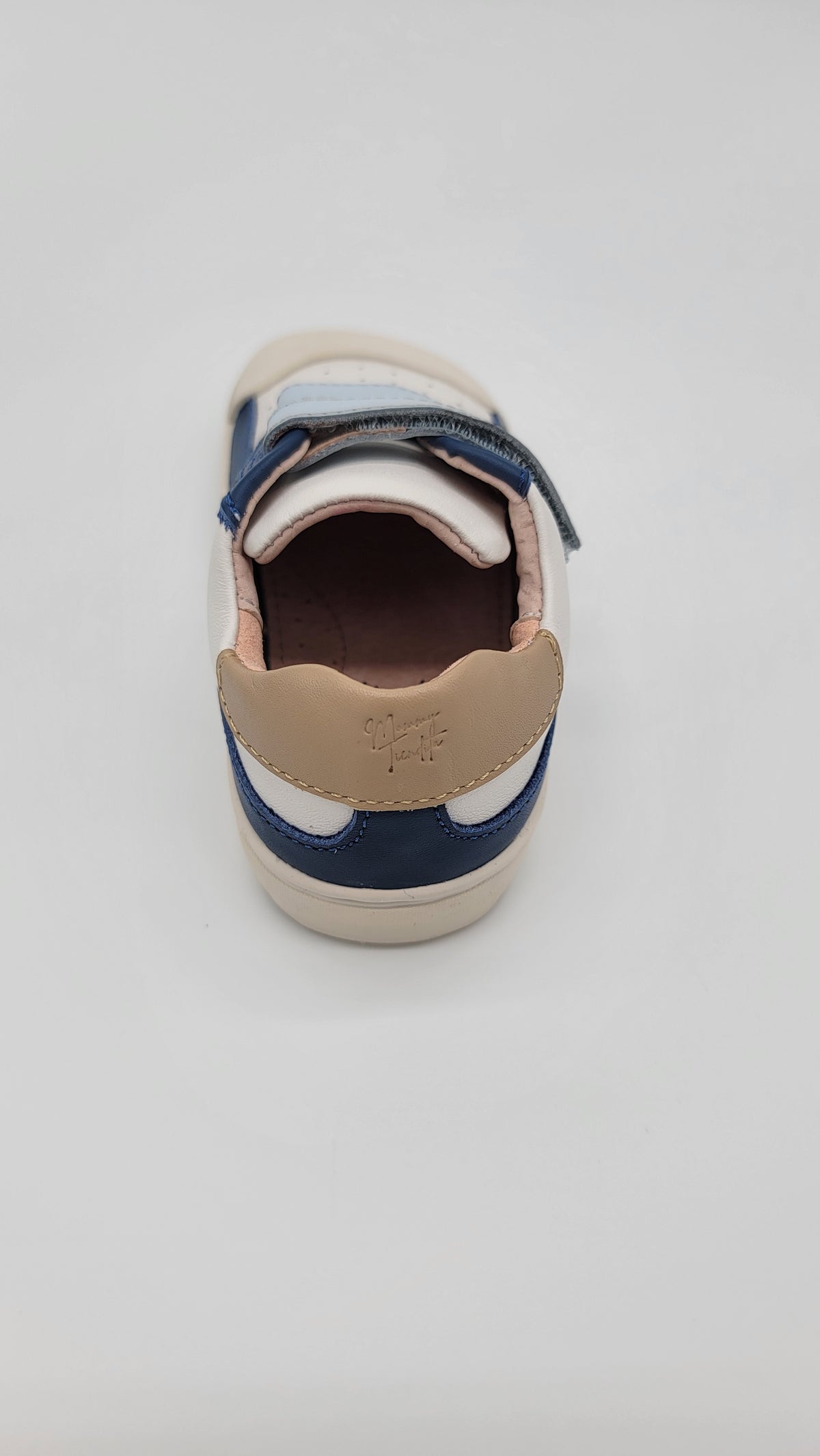Leather ergonomic sneakers white/blue