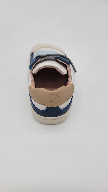 Leather ergonomic sneakers white/blue