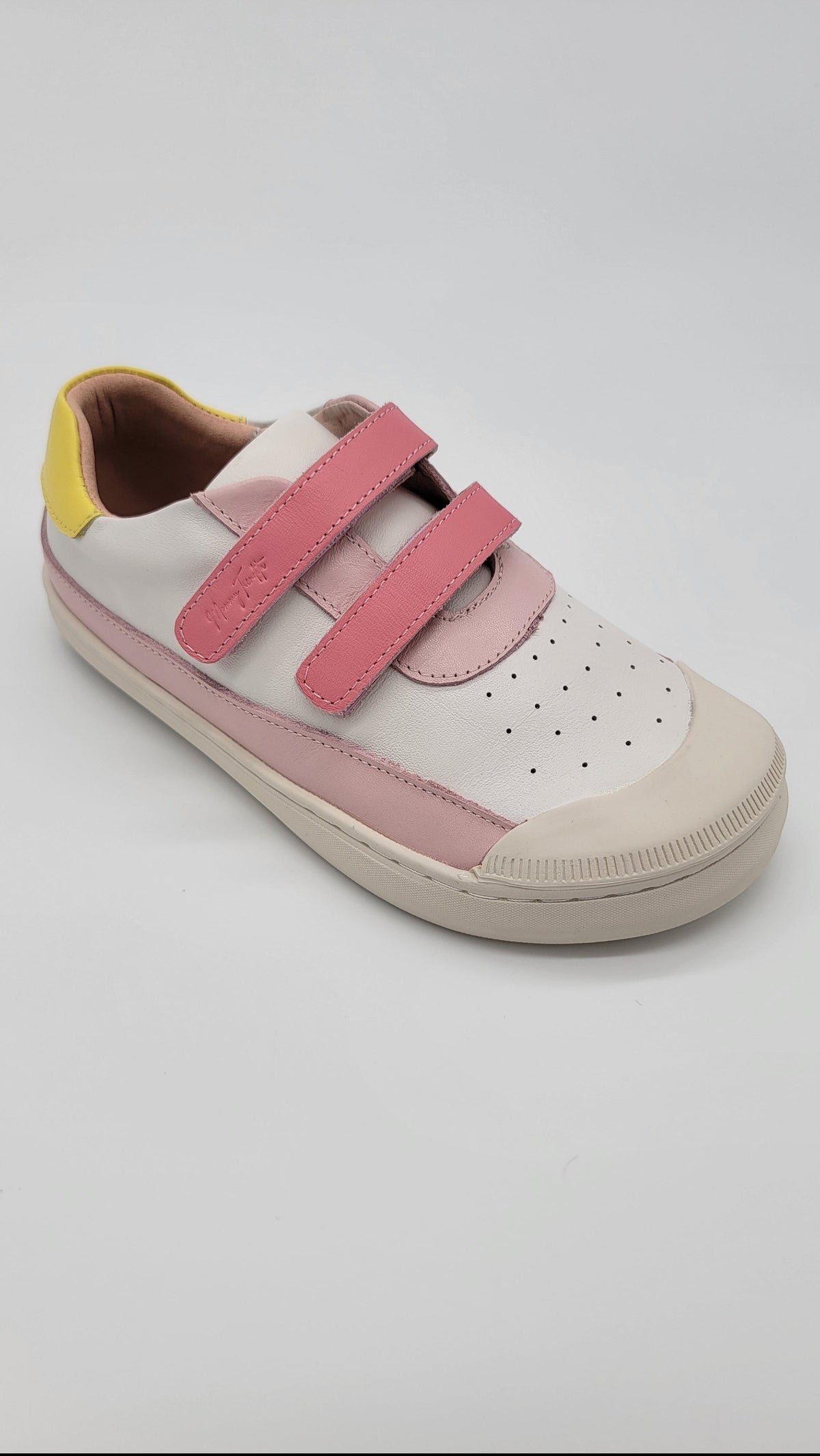 Leather ergonomic sneakers white/pink