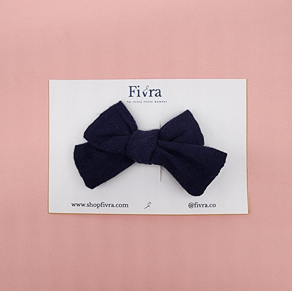 Small hair bow - alligator clip - Navy blue