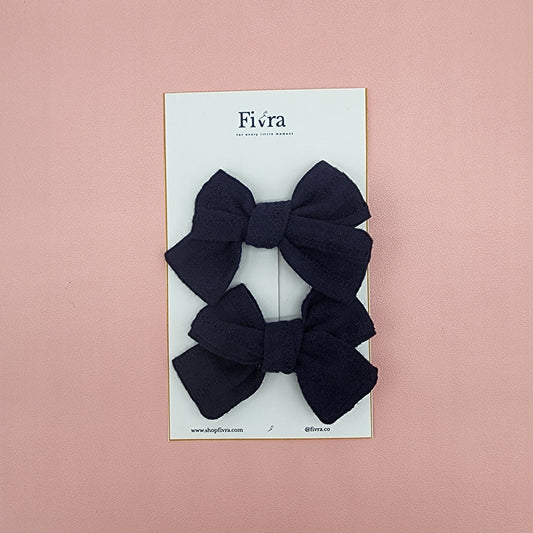 Small hair bow - alligator clip - Navy blue