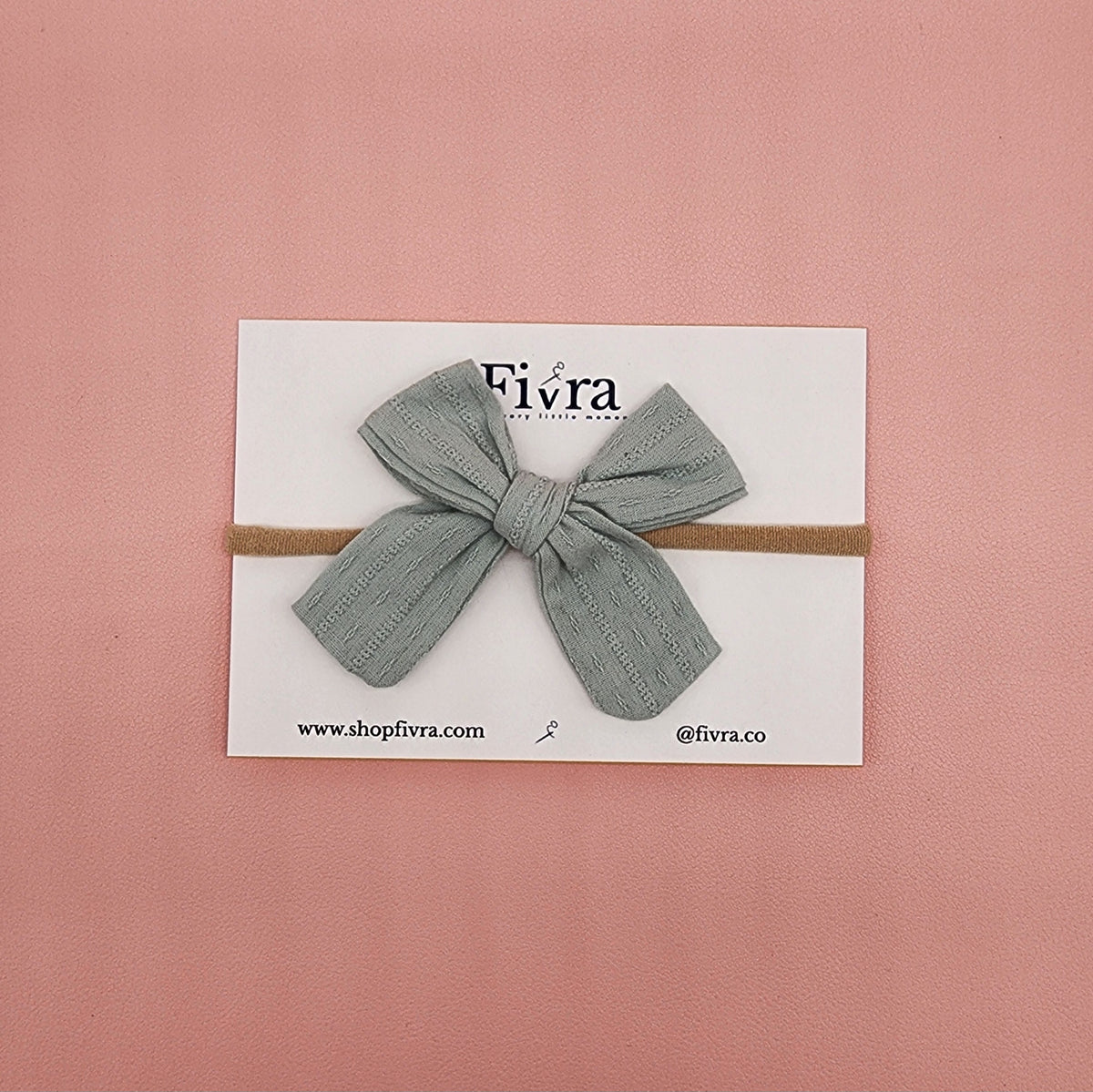 Small, large skinny hair bow - Nylon headband - Aqua