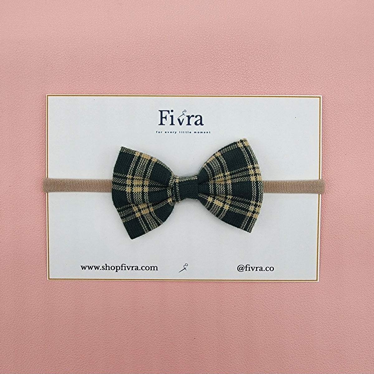 Small hair bow - Nylon headband - plaid varieties
