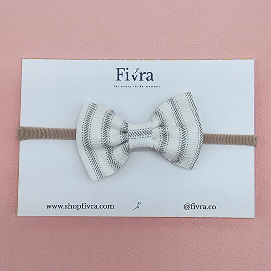 Small hair bow - Nylon headband - Striped varieties