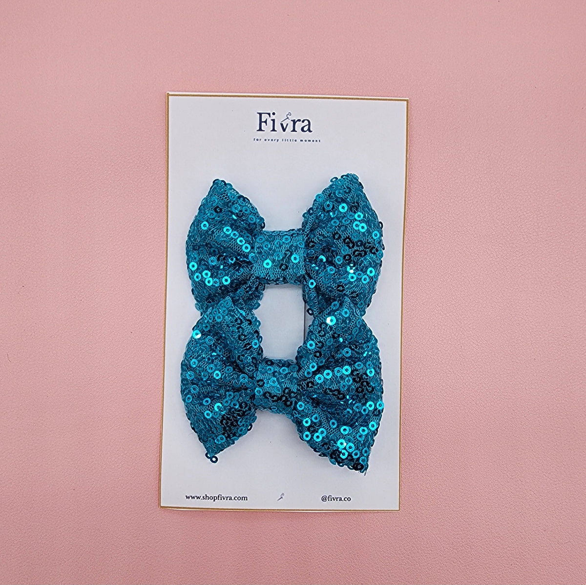 Small pair of bow - Alligator hair clip - turquioise sequin