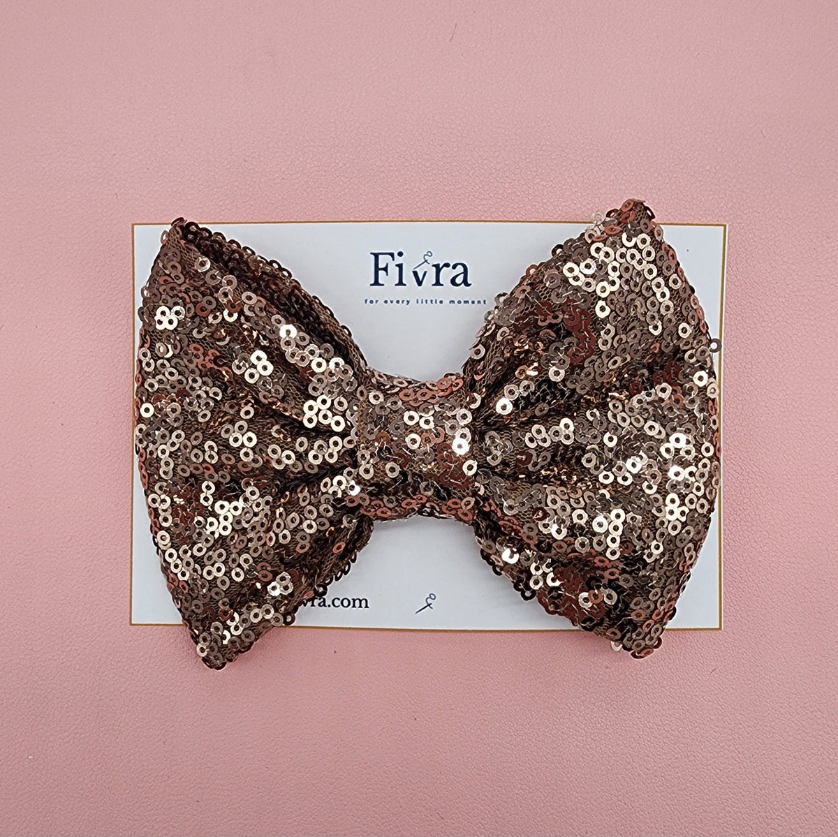 Large hair bow - Alligator hair clip - Brown sequin