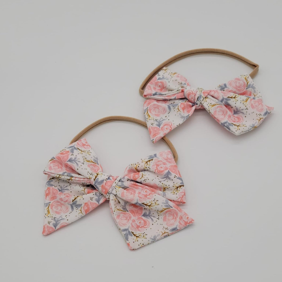 Nylon headband viscose flowers apricot