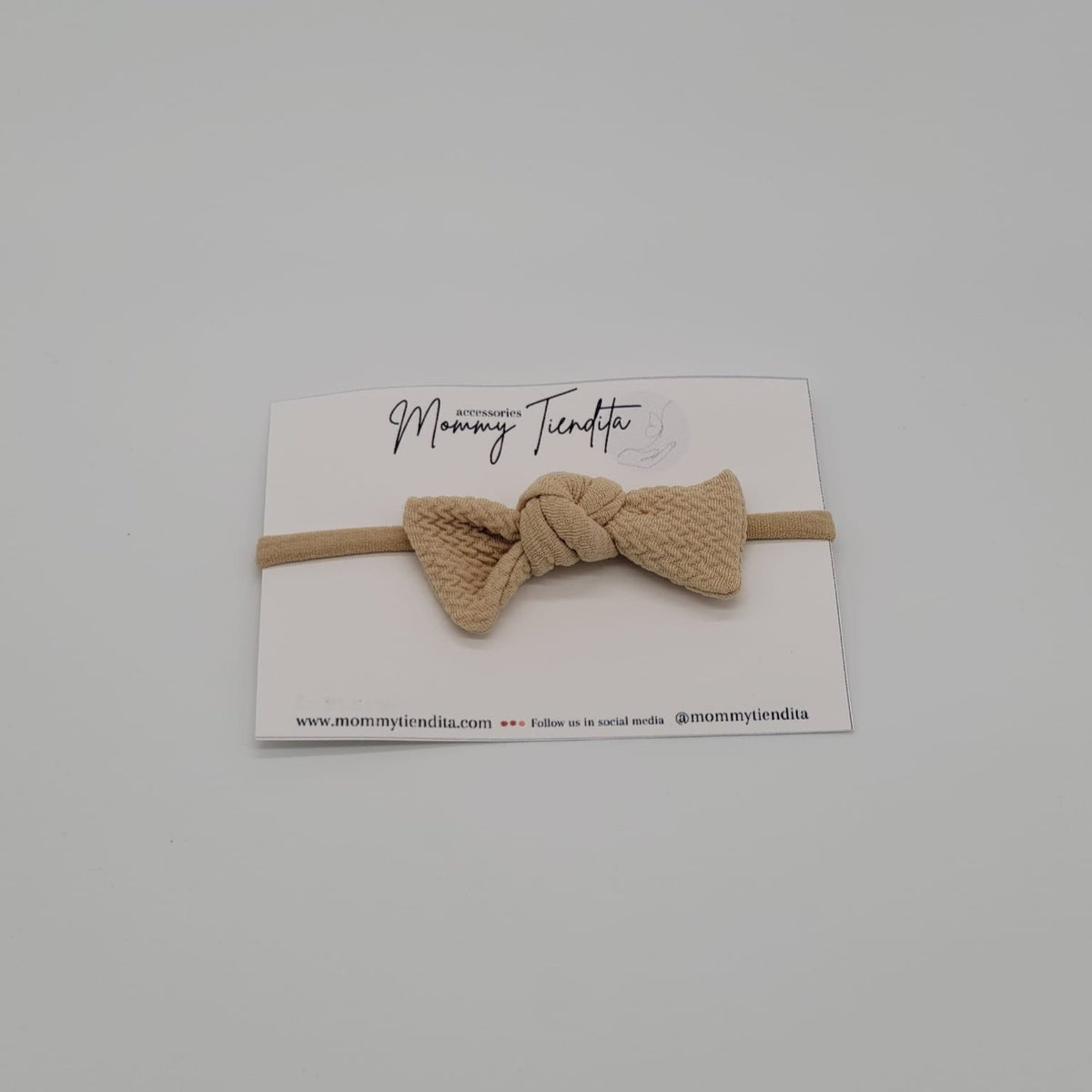 Nylon headband natural knot Sofia beige
