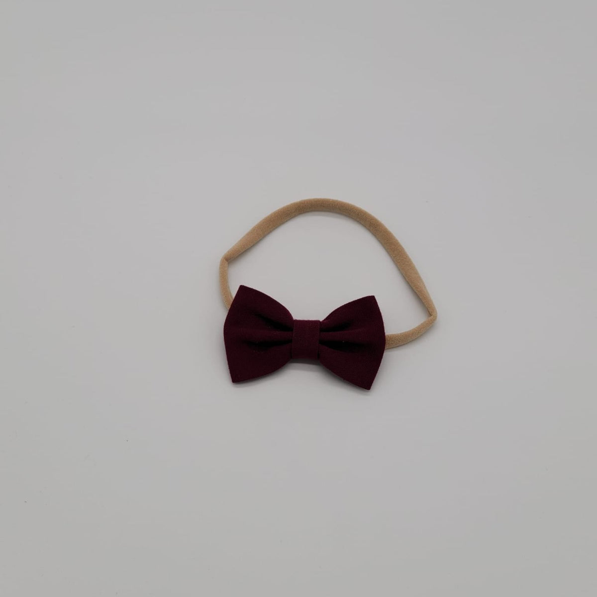 Nylon headband small bow burgundy